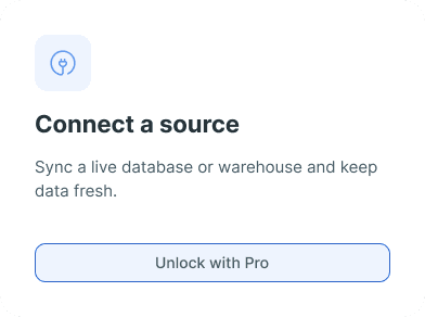 Audimate connect-a-source option for live databases and warehouses.
