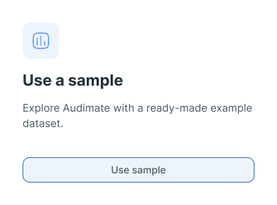 Audimate use-a-sample option for opening a ready-made dataset.